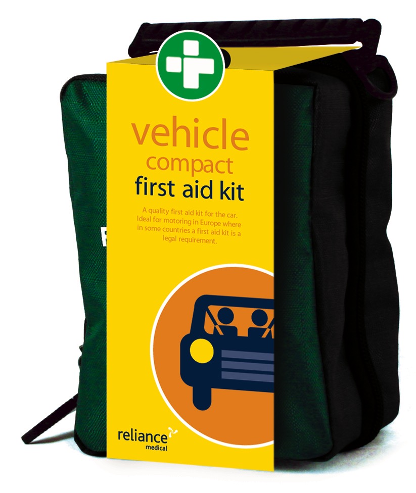 Compact Vehicle First Aid Kit  in Green Helsinki Bag