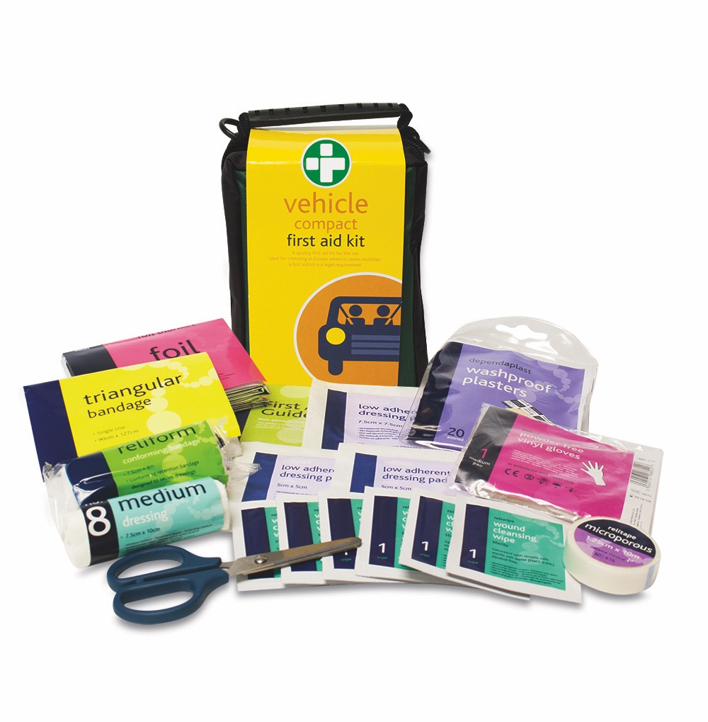 Compact Vehicle First Aid Kit  in Green Helsinki Bag