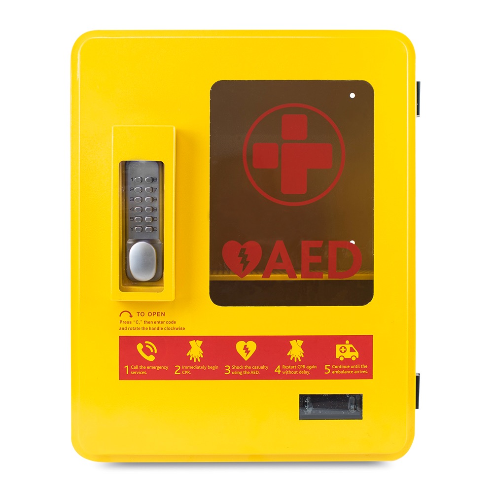 Defibrillator Outdoor Metal Cabinet, Alarmed, Heated