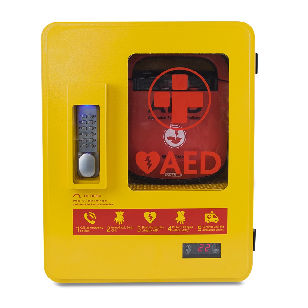 Defibrillator Outdoor Metal Cabinet, Alarmed, Heated