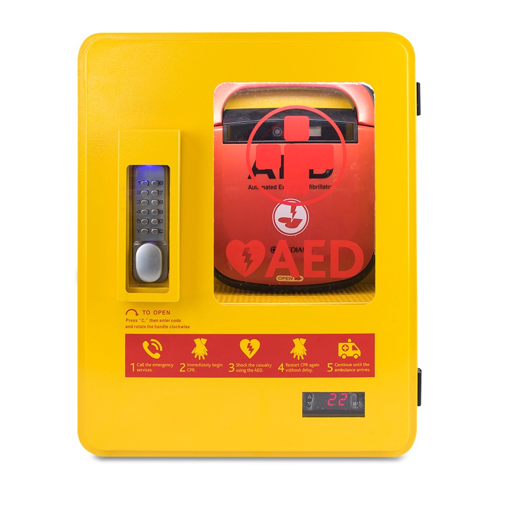 Defibrillator Outdoor Metal Cabinet, Alarmed, Heated