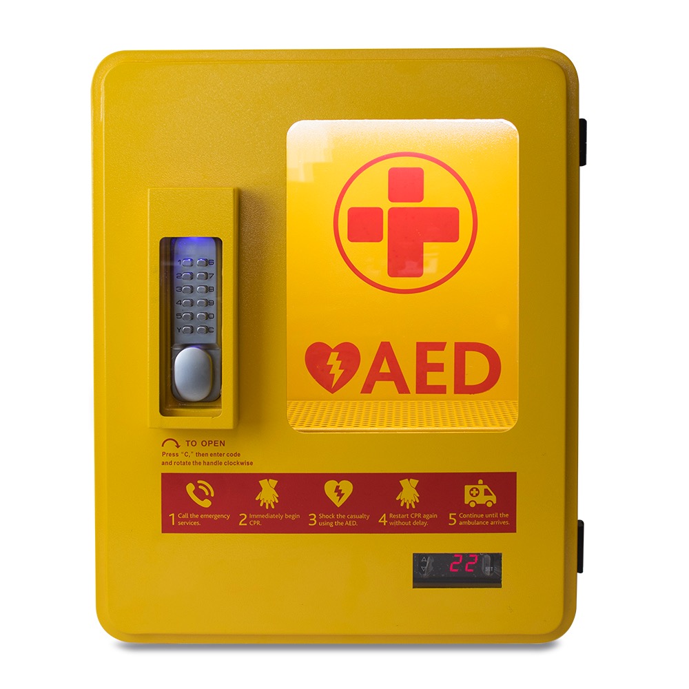 Defibrillator Outdoor Metal Cabinet, Alarmed, Heated