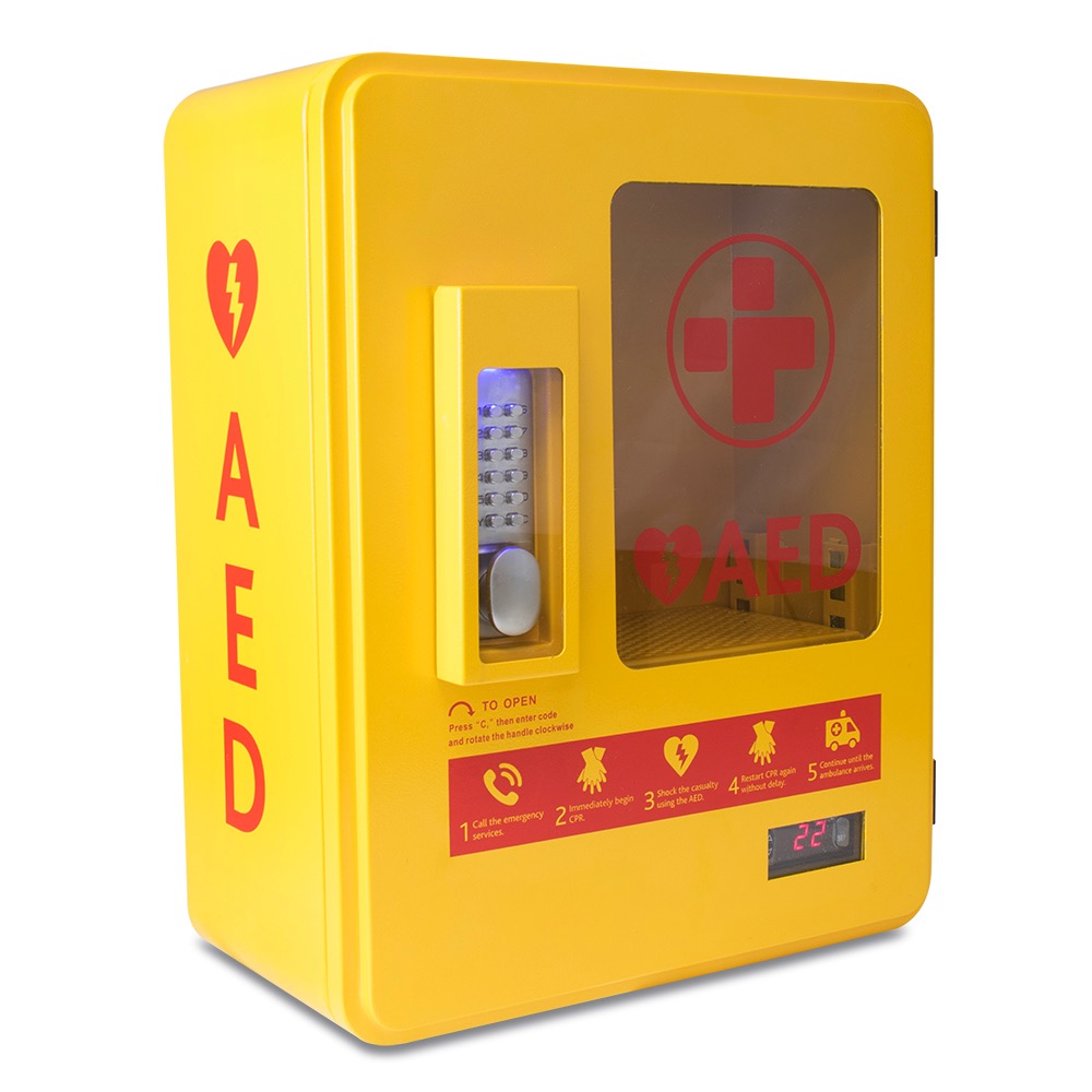 Defibrillator Outdoor Metal Cabinet, Alarmed, Heated