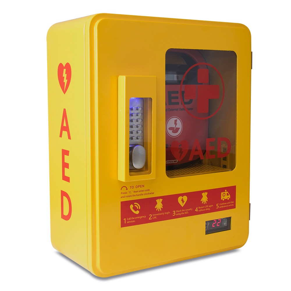 Defibrillator Outdoor Metal Cabinet, Alarmed, Heated