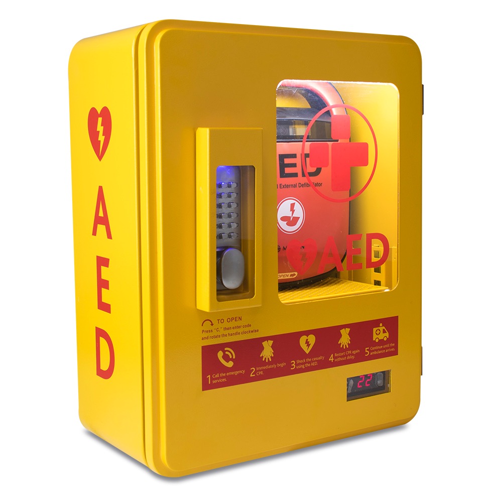 Defibrillator Outdoor Metal Cabinet, Alarmed, Heated