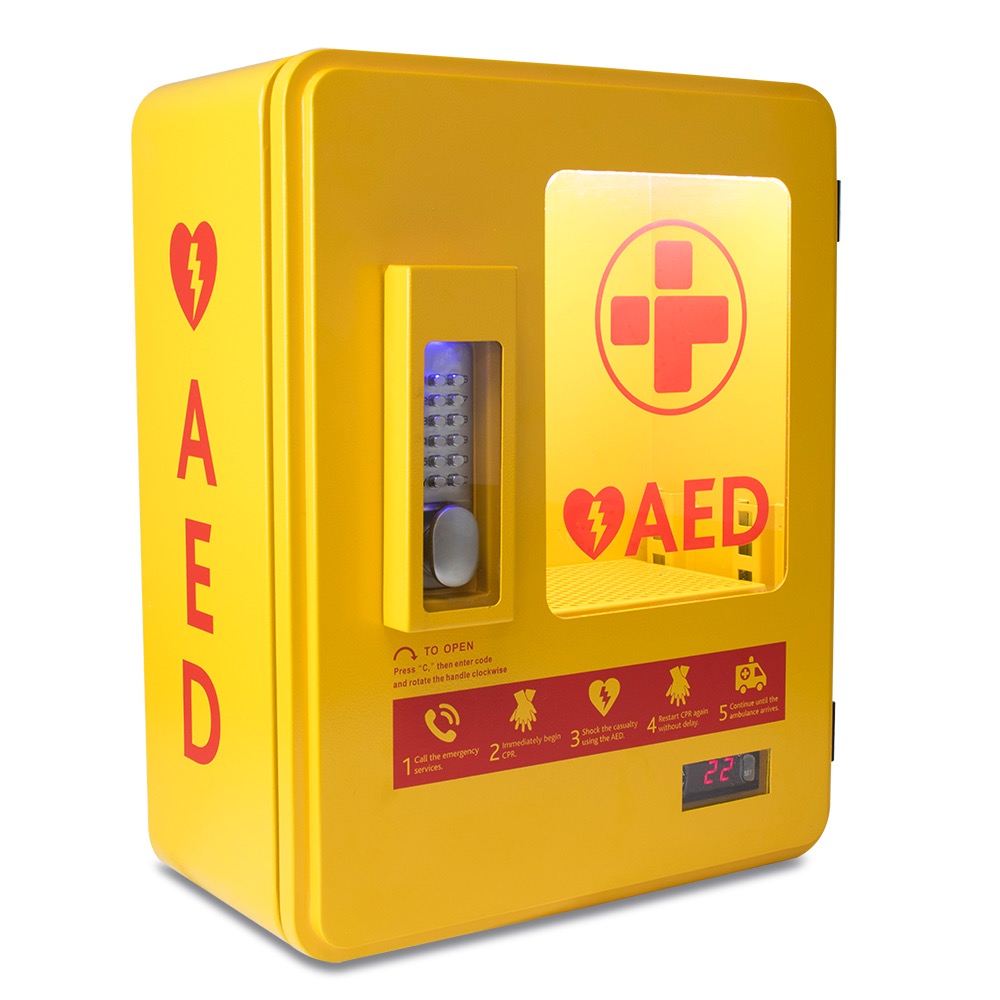 Defibrillator Outdoor Metal Cabinet, Alarmed, Heated