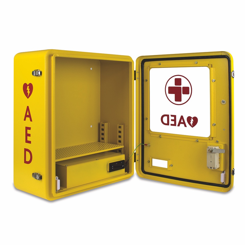 Defibrillator Outdoor Metal Cabinet, Alarmed, Heated