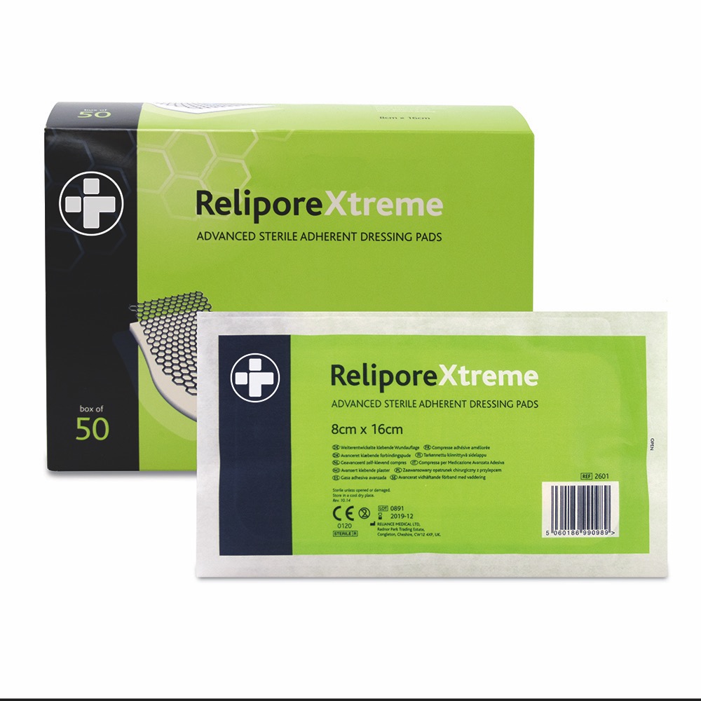 Relipore Xtreme Adhesive Dressing Pads, Sterile , 8cm x 16cm, 1 x  Box of 50