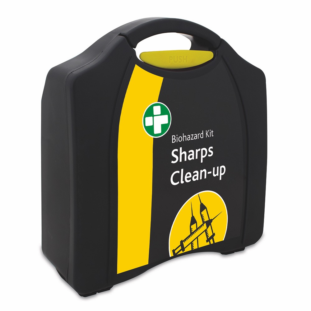 2 Application Sharps Clean-up Kit in Large Black/Yellow Compact Aura Box