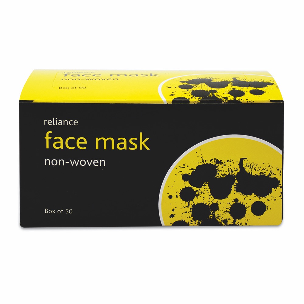 Reliance Non-Woven Face Masks, Looped , One Size, 1 x  Box of 50