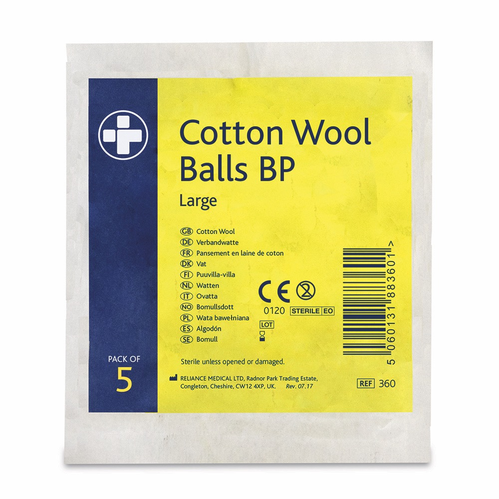 Cotton Wool Balls BP , Sterile , 10 x  Pack of 5