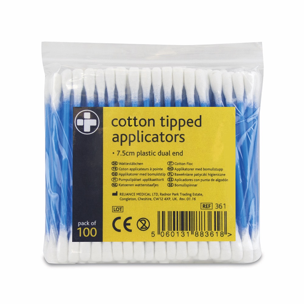 Cotton Tipped Applicators , 7.5cm , 10 x  Box 100