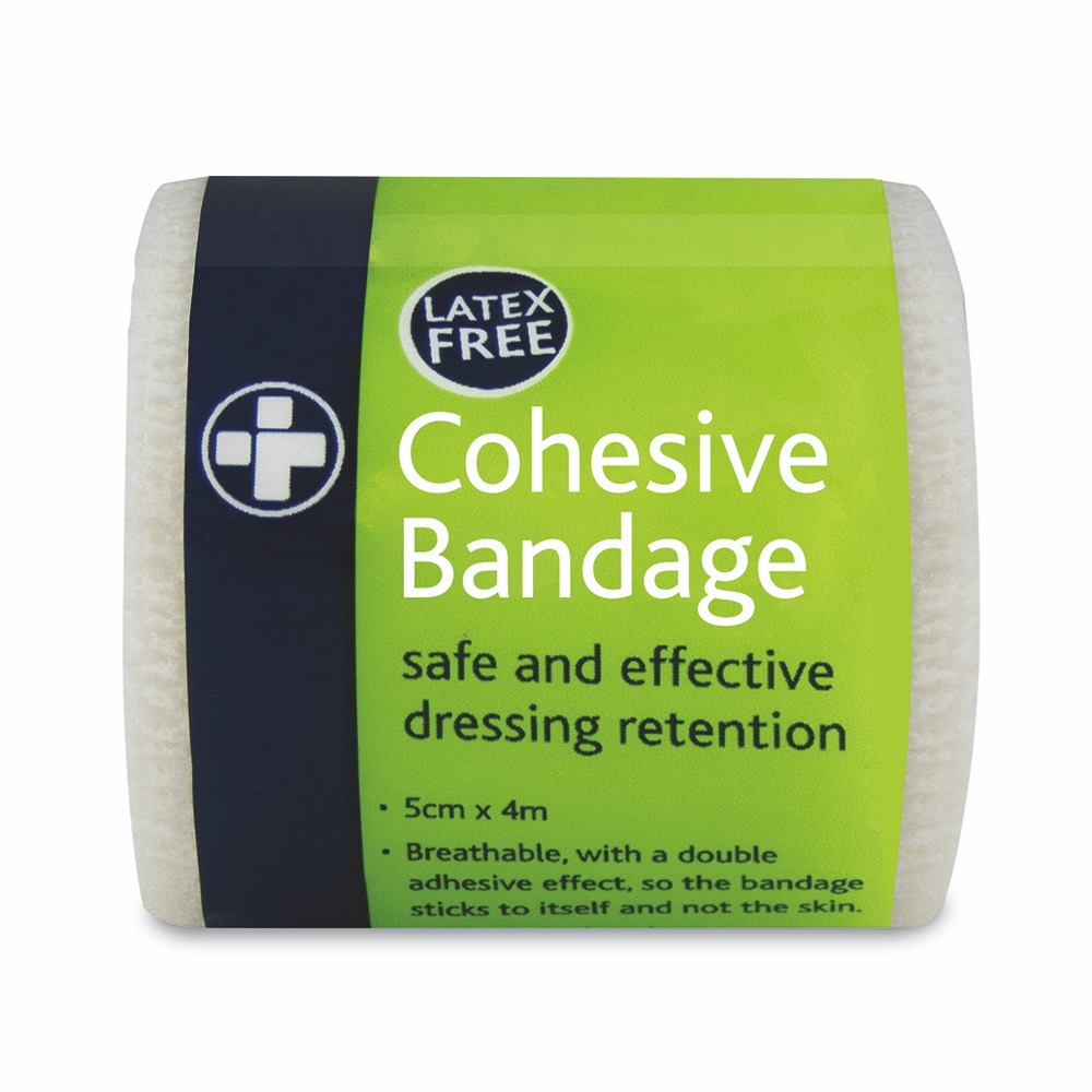 Cohesive Bandage - Latex-free, White , 5cm x 4m, 10 x  Single Unit