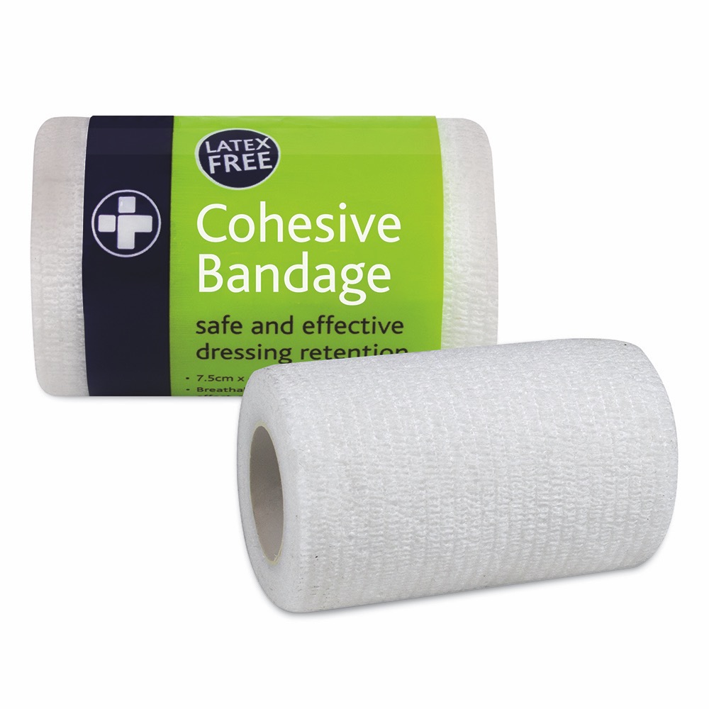 Cohesive Bandage - Latex-free, White, 7.5cm x 4m, 10 x  Single Unit