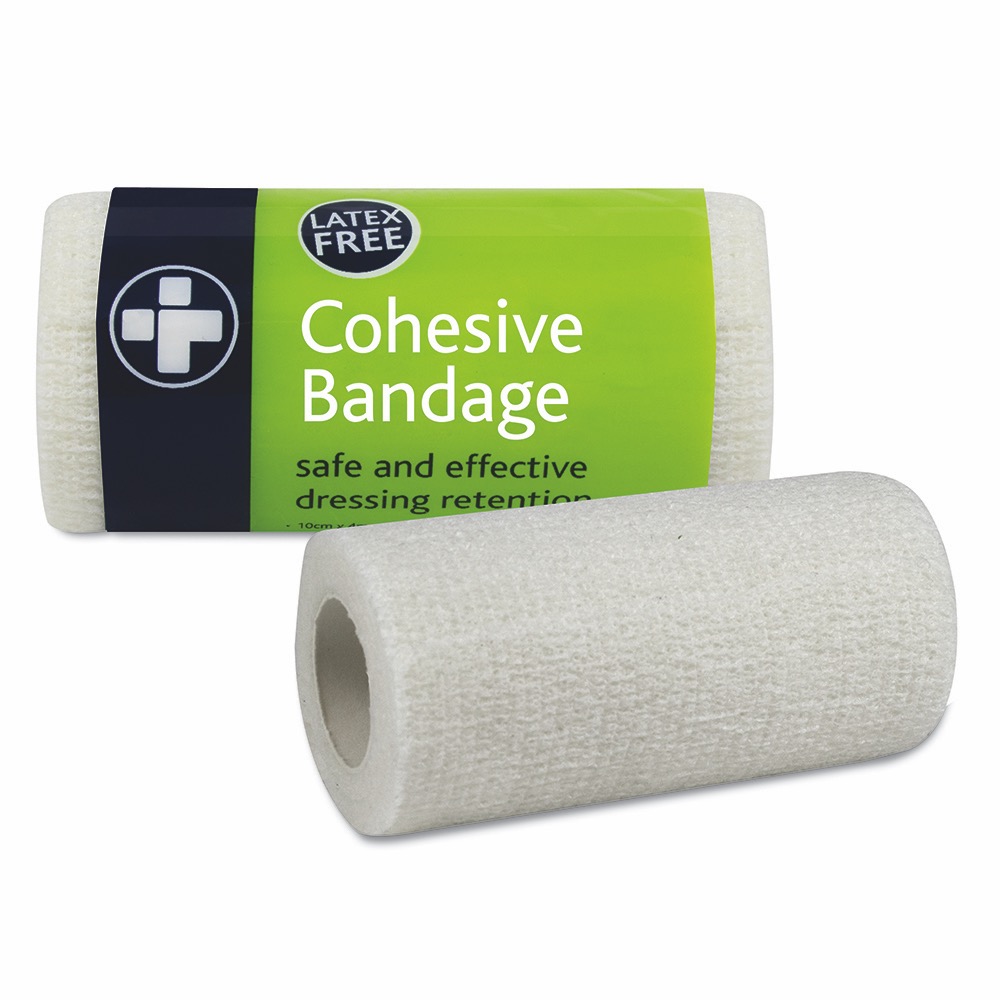 Cohesive Bandage - Latex-free, White, 10cm x 4m, 10 x  Single Unit