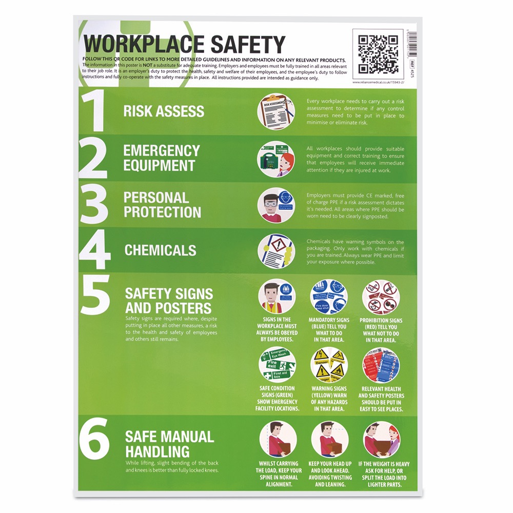 Health & Safety at Work Guidance Poster, Laminated, 420mm x 594mm, 1 x  Pack of 10