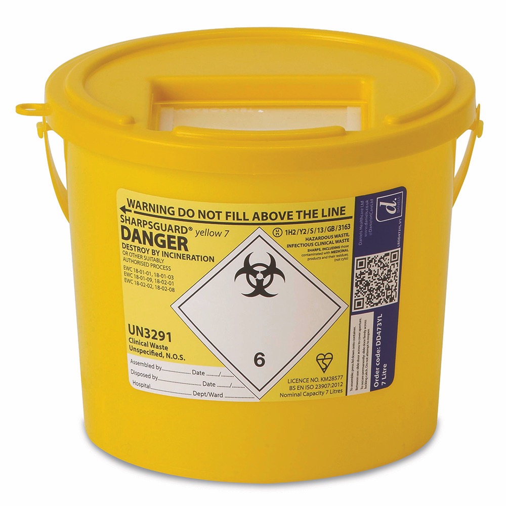 Reliance 7 Litre Yellow Sharps Bin