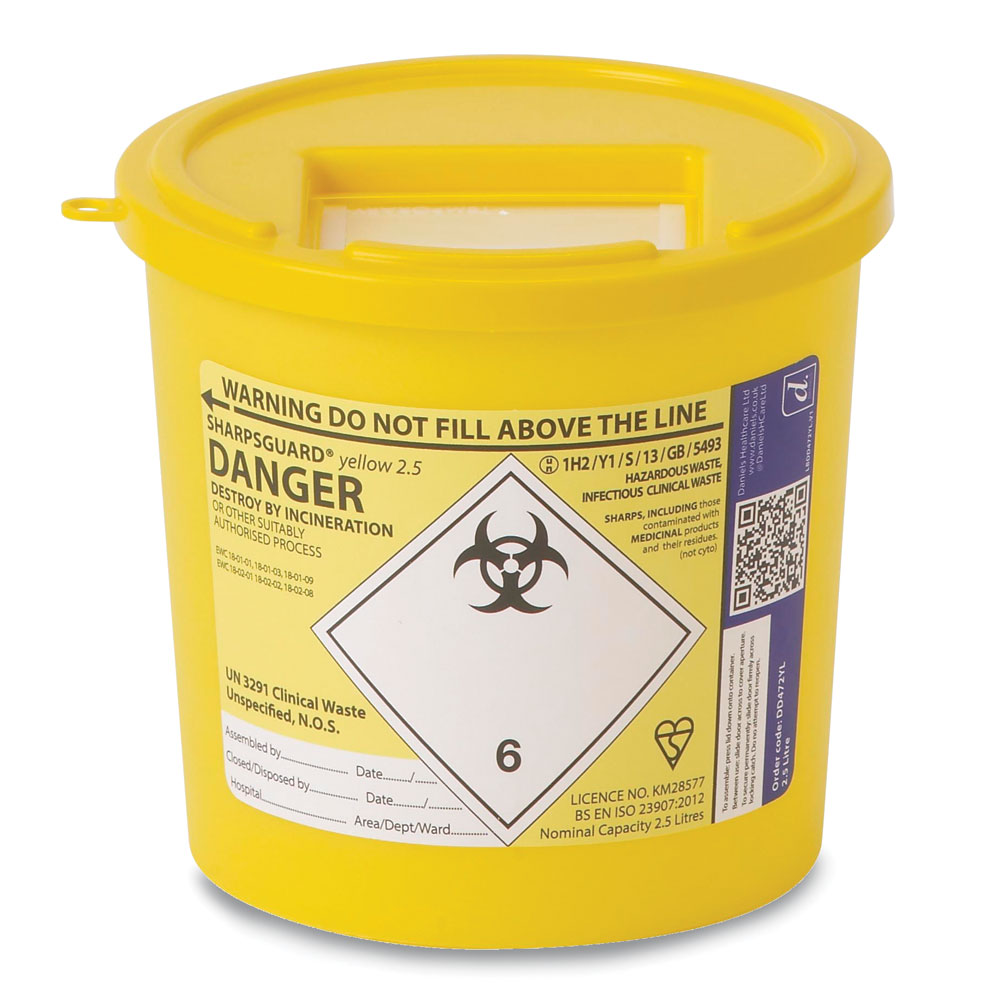 Reliance 2.5 Litre Yellow Sharps Bin