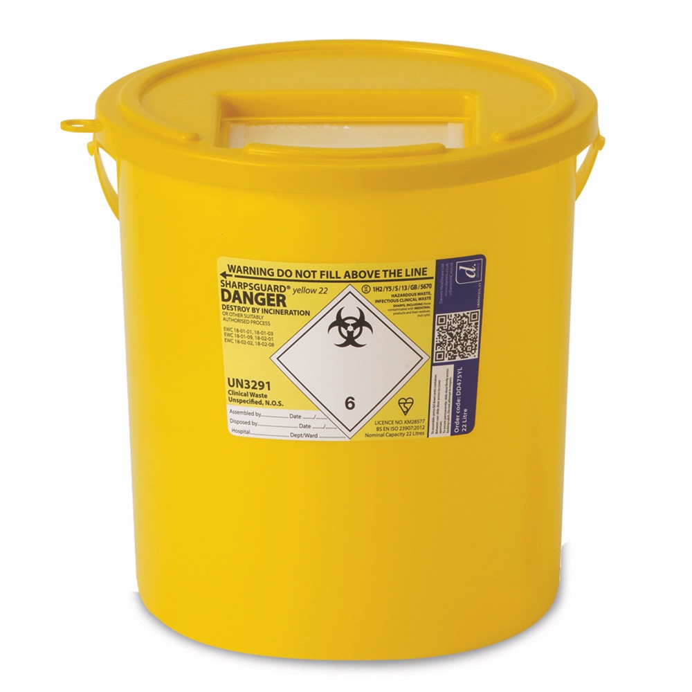 Reliance 22 Litre Yellow Sharps Bin