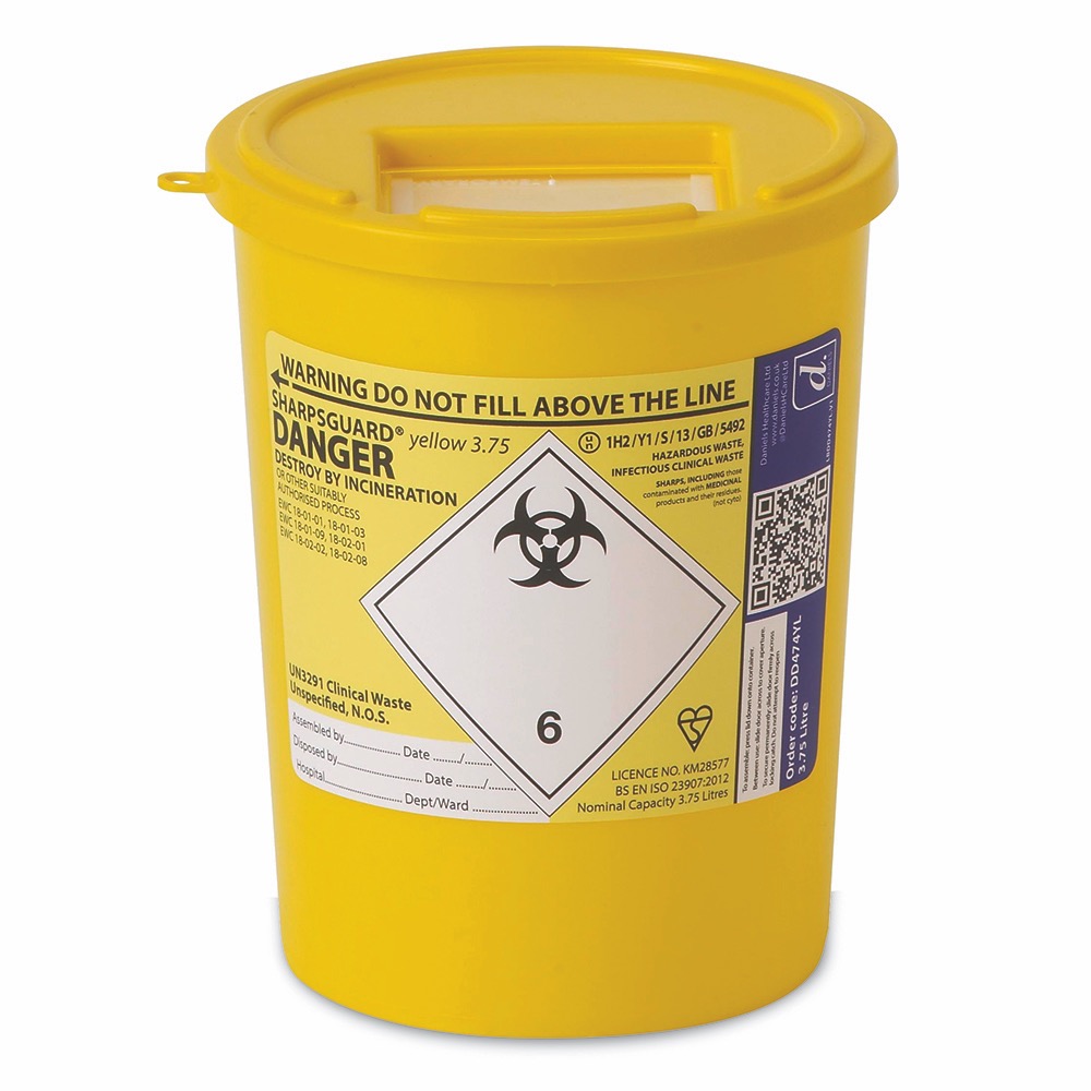 Reliance 3.75 Litre Yellow Sharps Bin