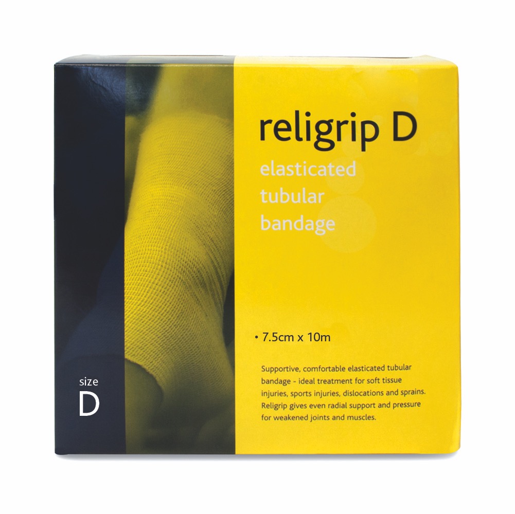 Religrip Elasticated Tubular Bandage , Natural, Size D 10m, 1 x  Single Unit