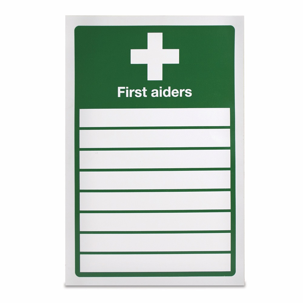 List of first aiders  , Rigid, 300 x 200mm, 1 x  Single Unit