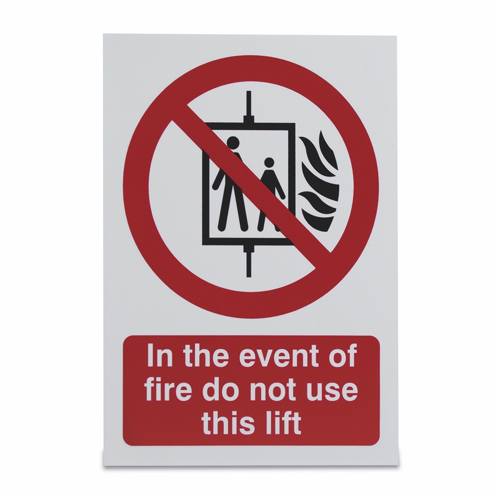 In the event of fire do not use this lift, Rigid, 210 x 148mm, 1 x  Single Unit