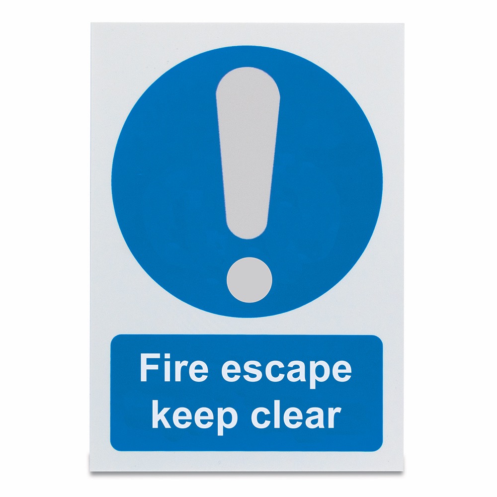 Fire escape keep clear!  , Vinyl, 210 x 148mm, 1 x  Single Unit