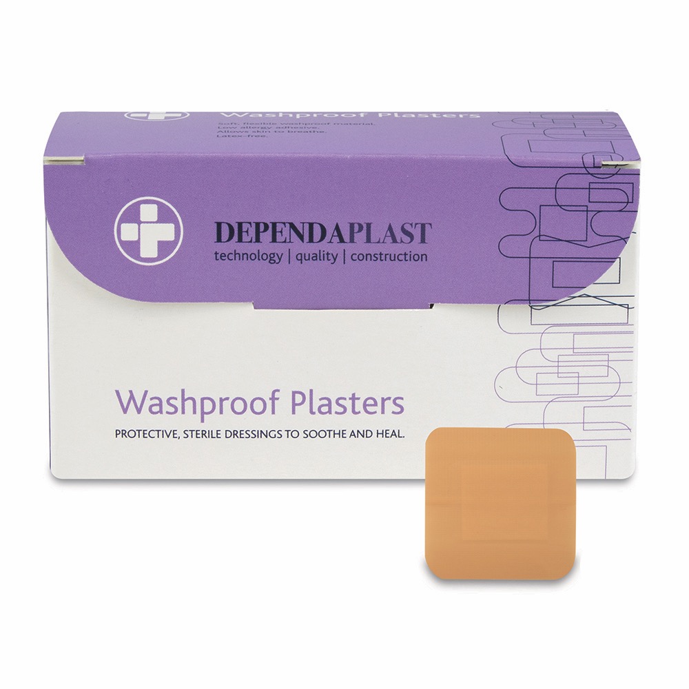 Dependaplast Washproof Plasters, Sterile, 4cm x 4cm , 10 x  Box of 100