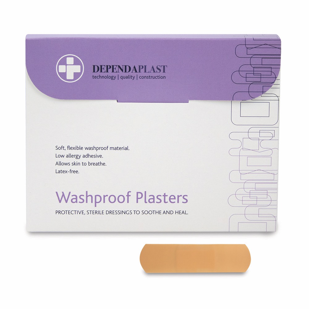 Dependaplast Washproof Plasters, Sterile, 6cm x 2cm , 10 x  Box of 100