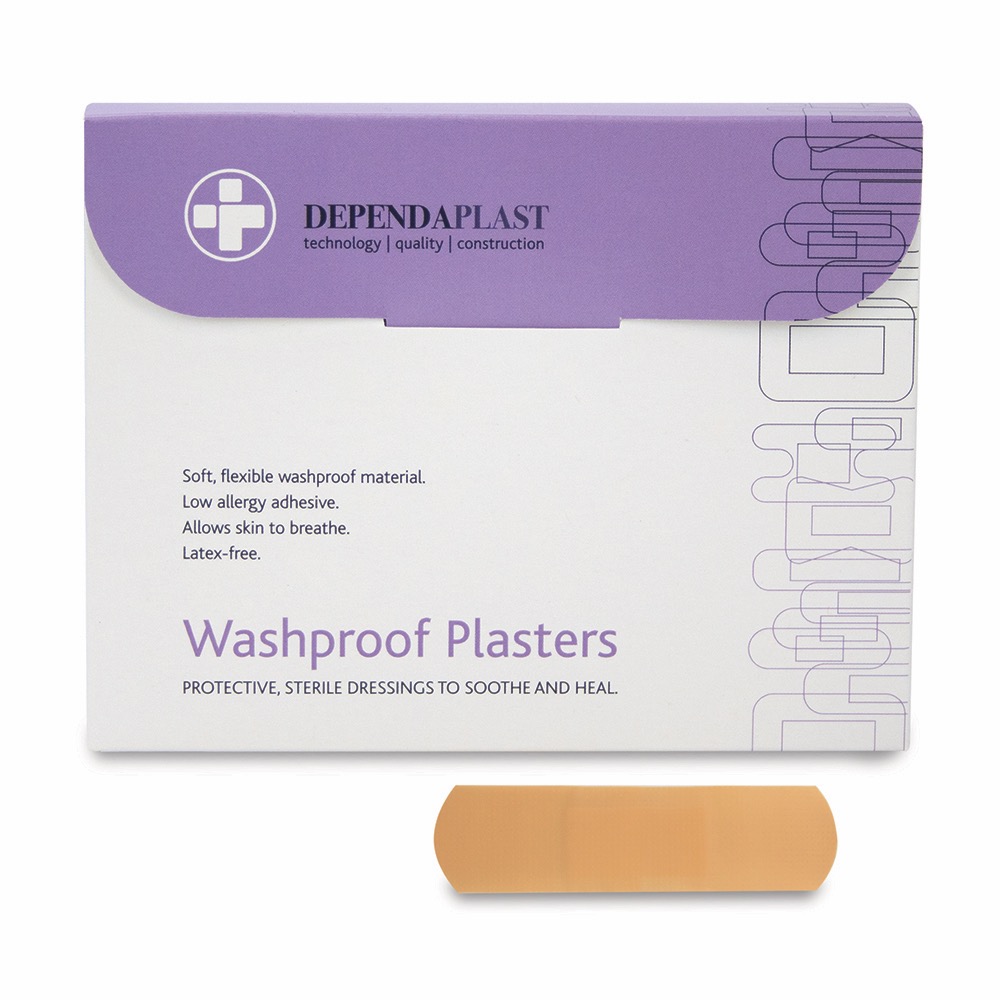 Dependaplast Washproof Plasters, Sterile, 7cm x 2cm , 10 x  Box of 100