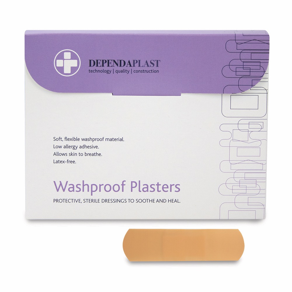 Dependaplast Washproof Plasters, Sterile, 7.5cm x 2.5cm , 10 x  Box of 100