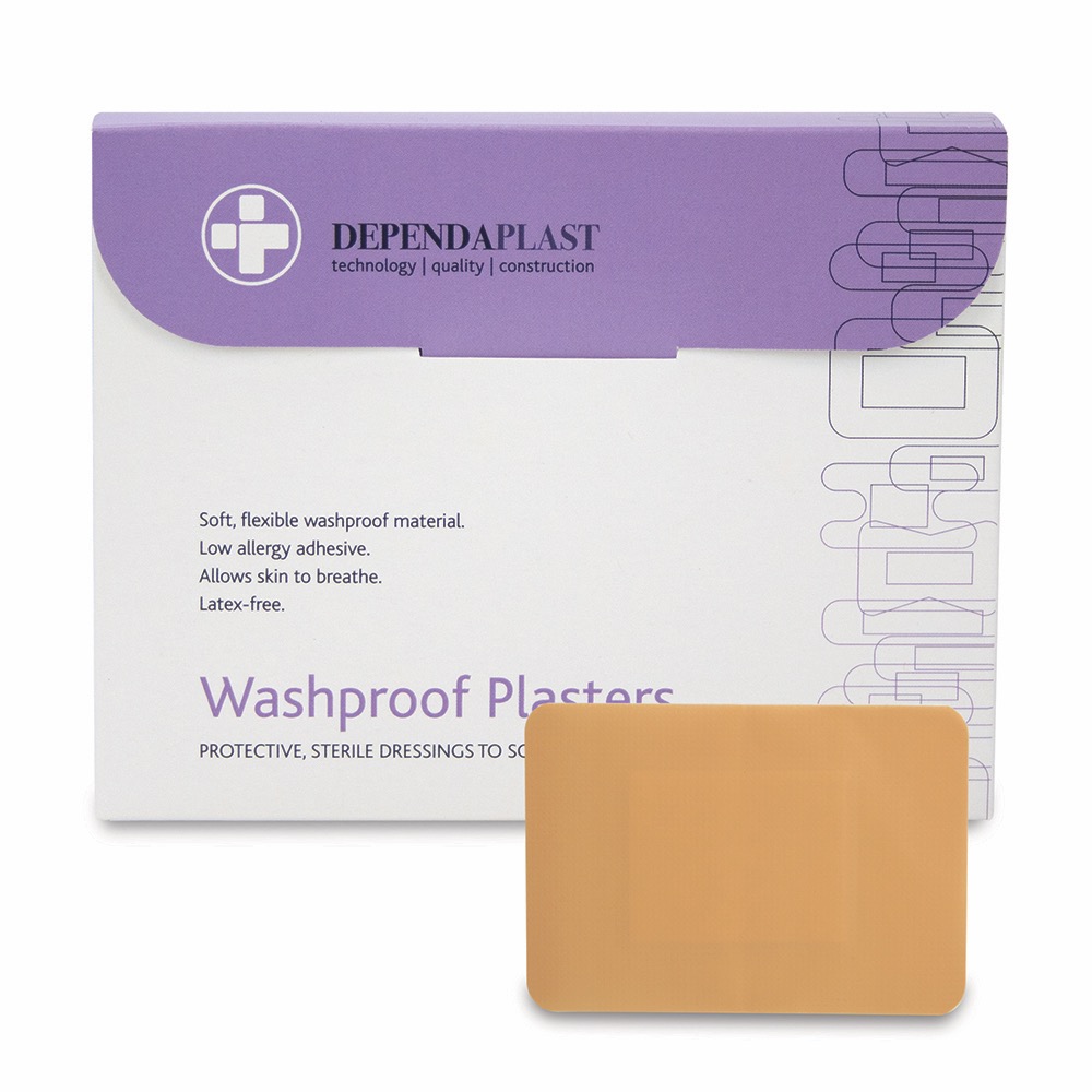 Dependaplast Washproof Plasters, Sterile, 7.5cm x 5cm , 10 x  Box of 50