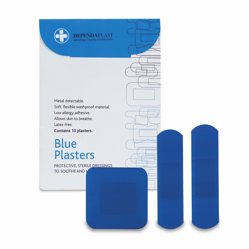 Dependaplast Blue Plasters, Sterile, Assorted , 50 Wallet of 10