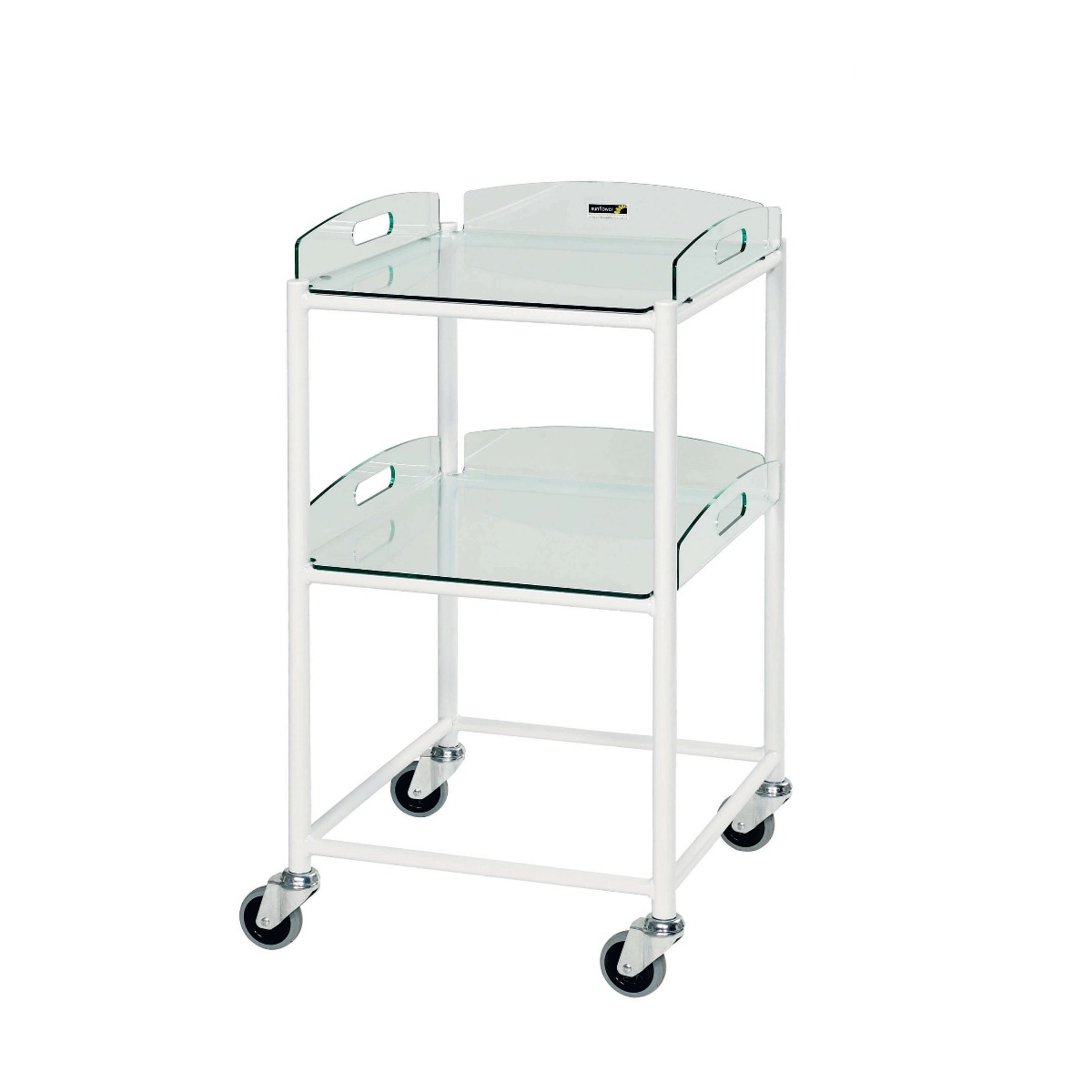 Sunflower Dressing Trolley – 46cm Width with Glass Effect Safety Trays