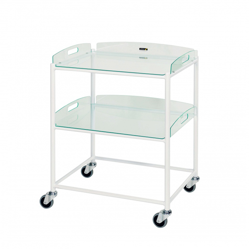 Sunflower Dressing Trolley – 66cm Width with Glass Effect Safety Trays