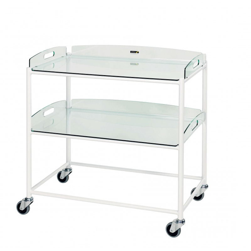 Sunflower Dressing Trolley – 86cm Width with Glass Effect Safety Trays