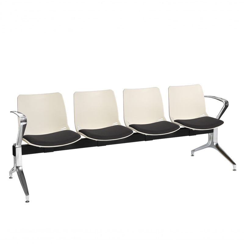 Sunflower Neptune Visitor 4 Seat Module - 4  Moulded Seats ﻿with ﻿Inter/VeneTM Upholstered Seat Pads