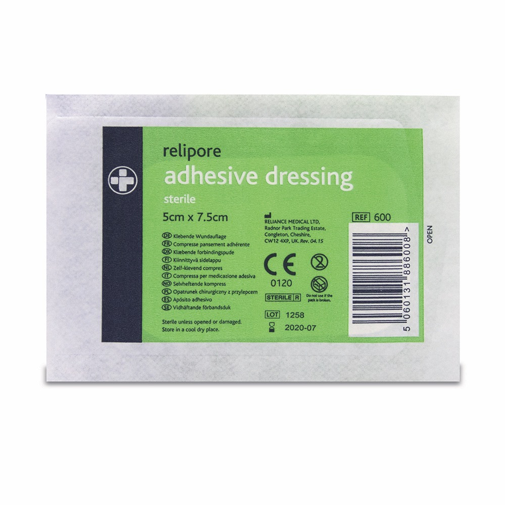 Relipore Adhesive Dressing Pads, Sterile , 5cm x 7.5cm, 1 x  Box of 50