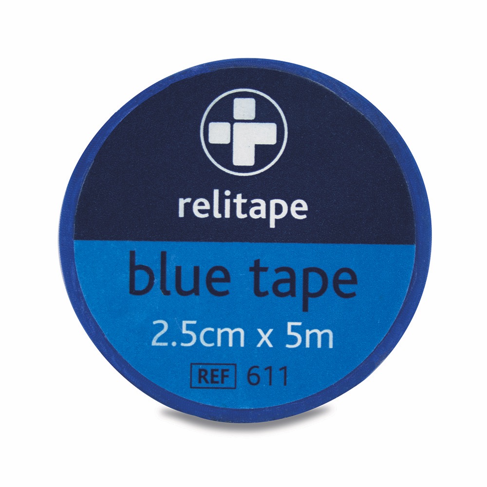 Relitape Washproof Tape - Blue, Blue , 2.5cm x 5m, 12 Single Unit