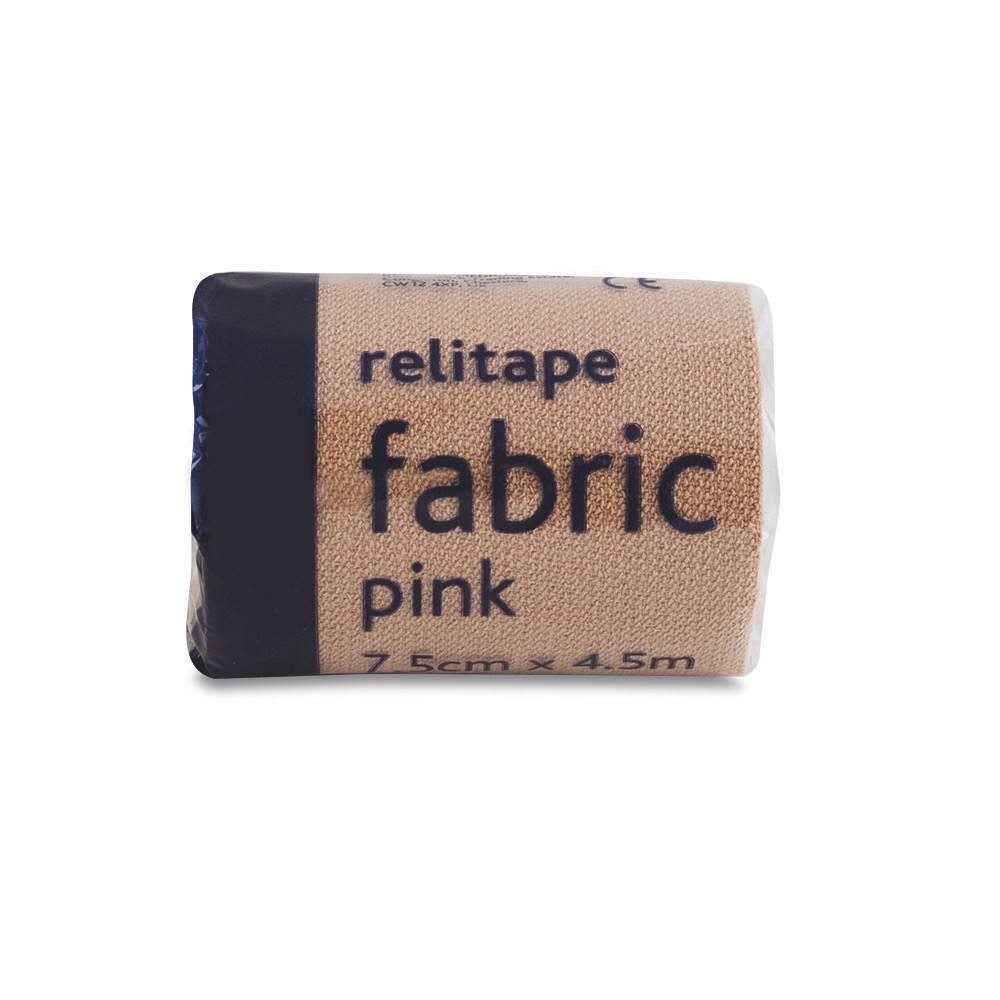 Relitape Fabric Elastic Tape, Pink, 7.5cm x 4.5m, 4 Single Unit