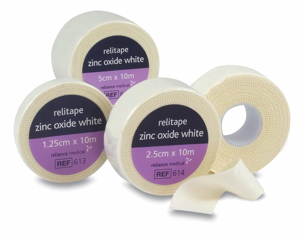 Relitape Zinc Oxide Tape , White , 1.25cm x 10m , 24 Single Unit