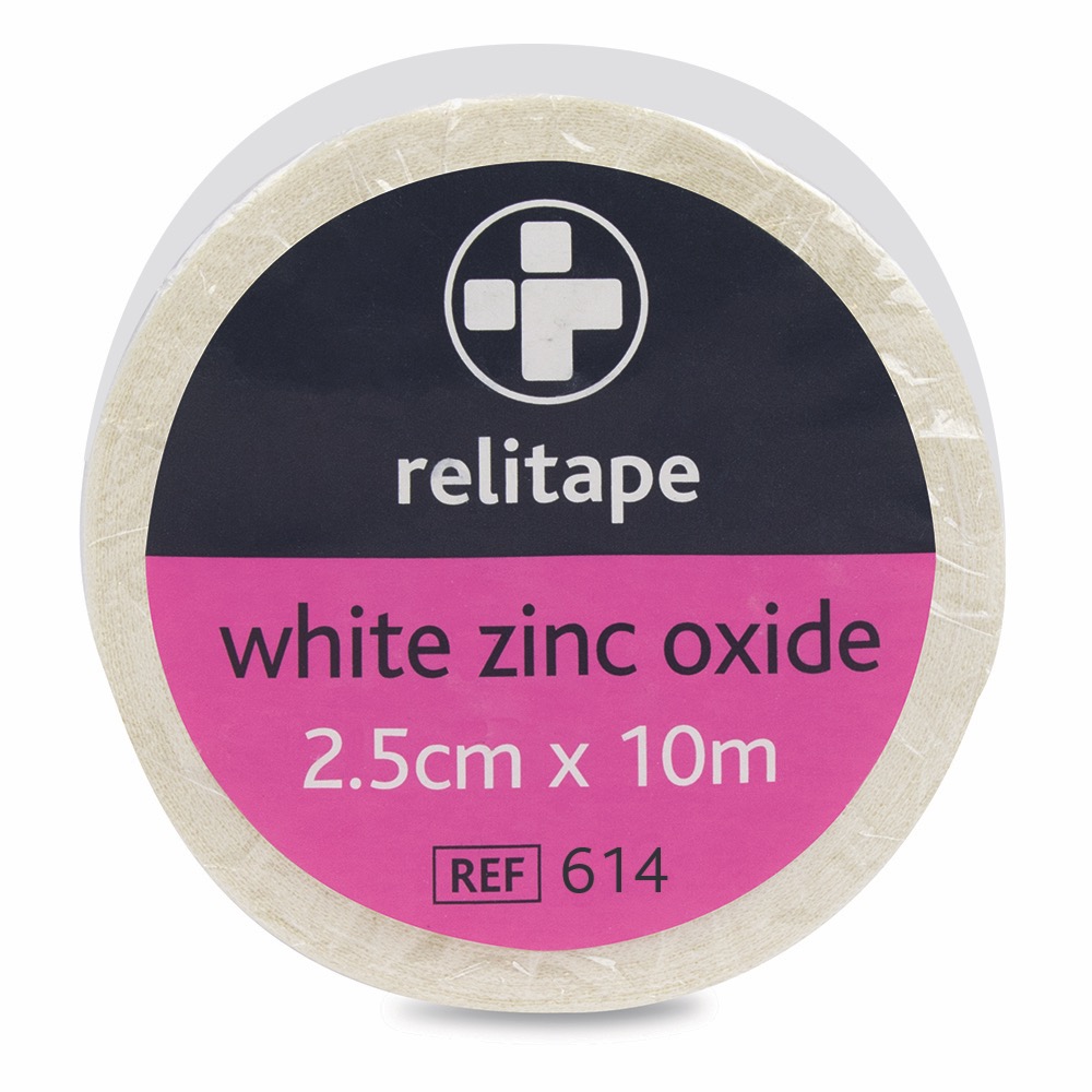 Relitape Zinc Oxide Tape , White , 2.5cm x 10m (1 Roll)