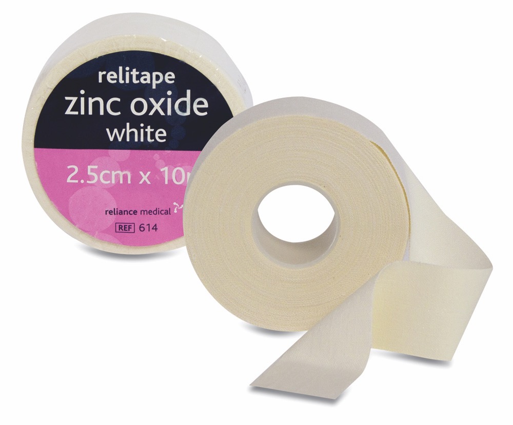 Relitape Zinc Oxide Tape , White , 2.5cm x 10m (1 Roll)