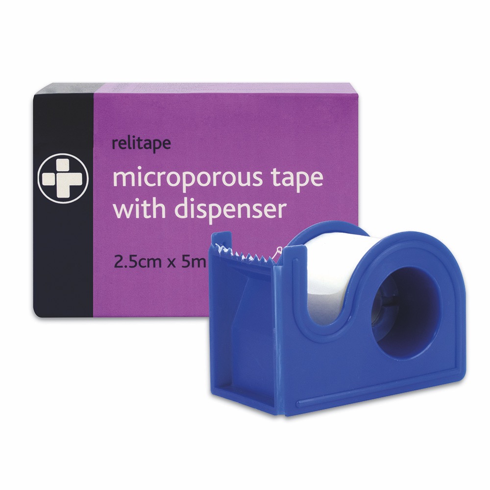 Relitape Microporous Tape with Dispenser - 2.5cm x 5m