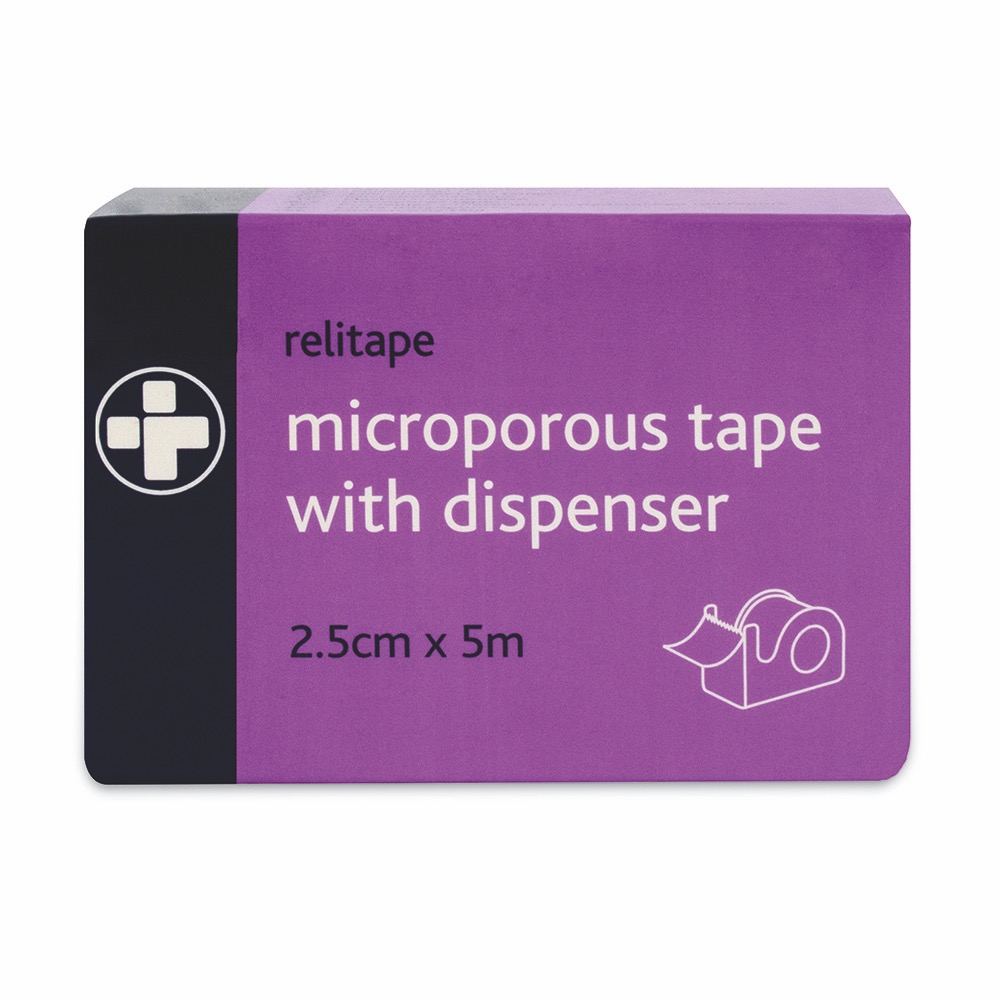 Relitape Microporous Tape with Dispenser - 2.5cm x 5m