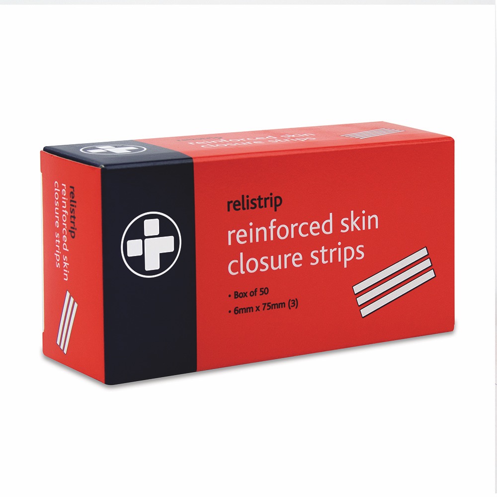 Relistrip Skin Closure Strips , White, 6mm x 75mm x 3, 1 x  Box 50