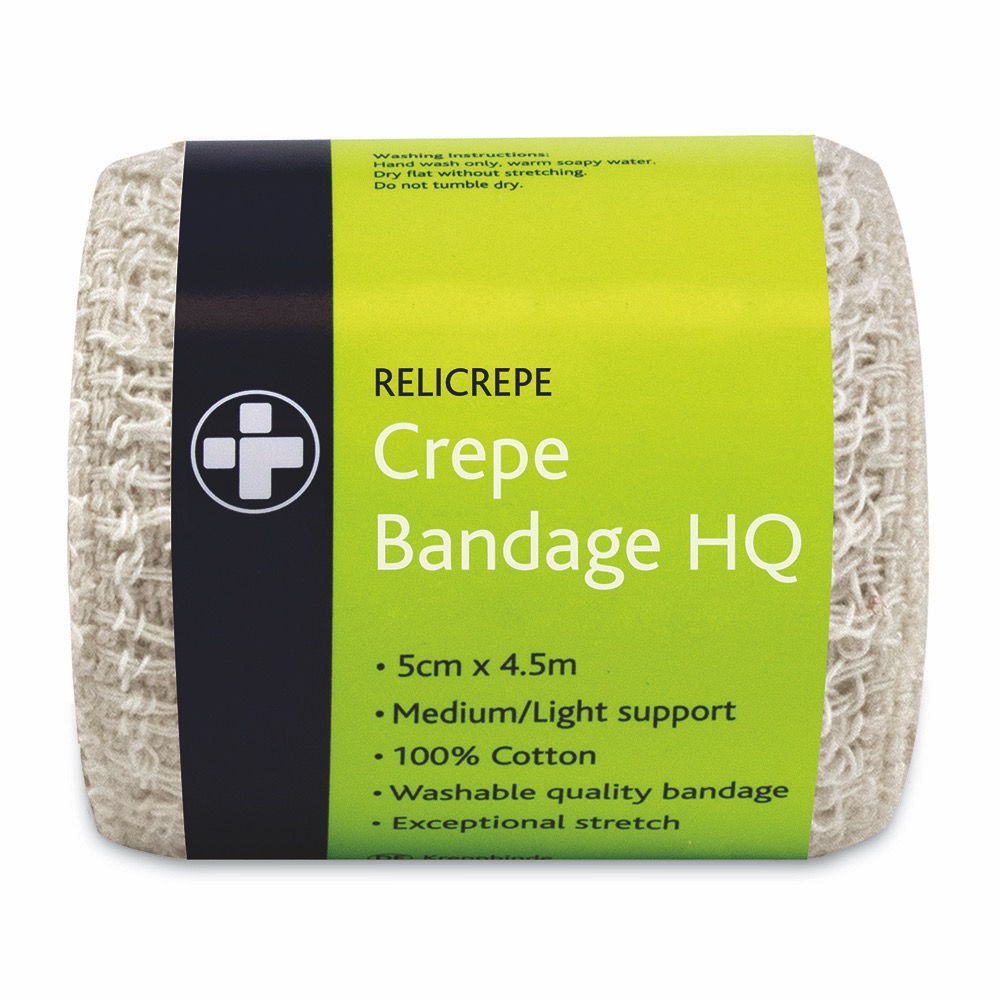 Relicrepe Bandage HQ, White, 5cm x 4m , 10 x  Single Unit