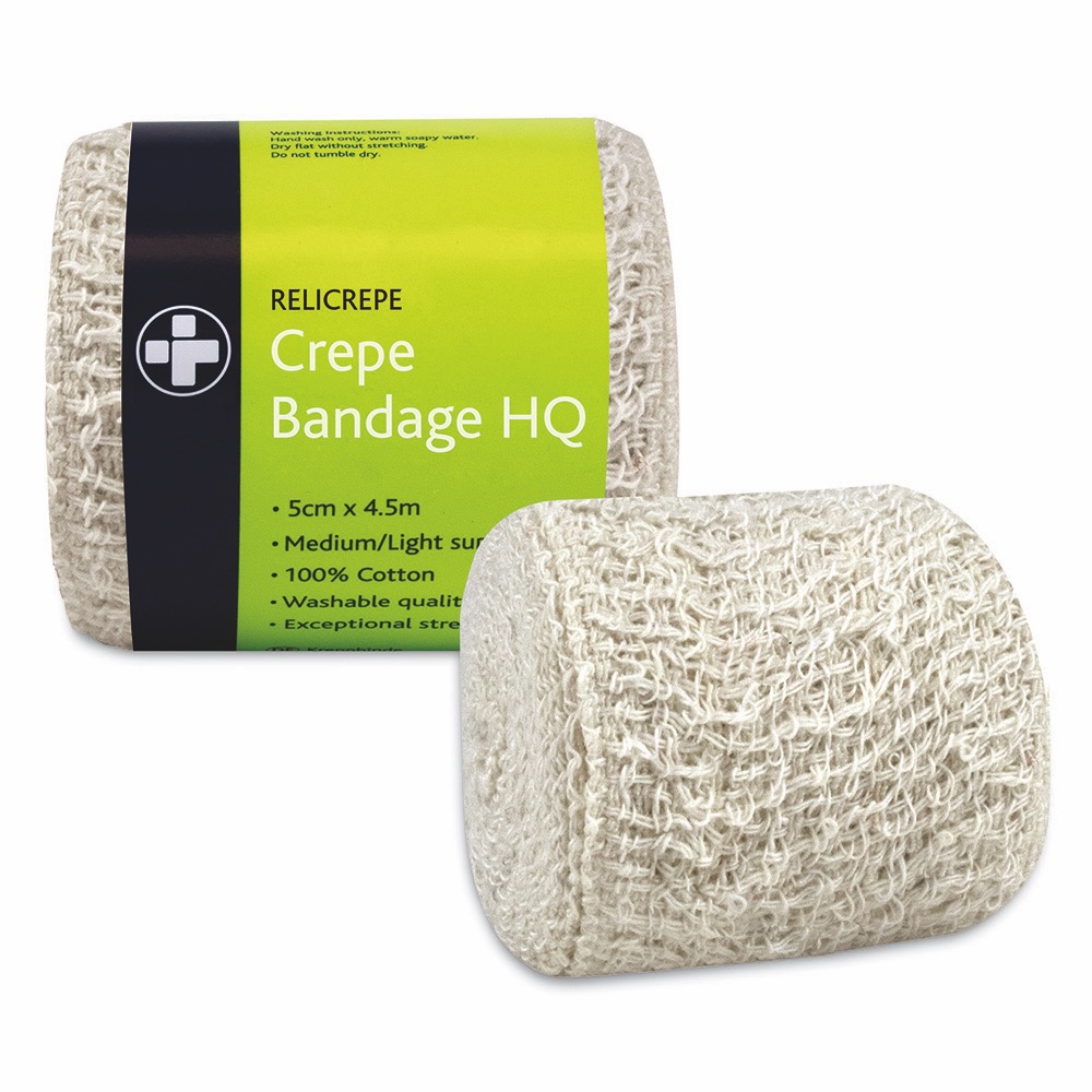 Relicrepe Bandage HQ, White, 5cm x 4m , 10 x  Single Unit