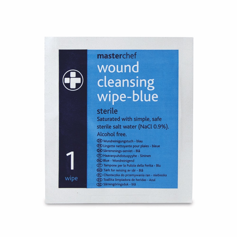 Reliwipe Wound Cleansing Wipes - Blue, Sterile, Box of 100, 1 x  Box of 100